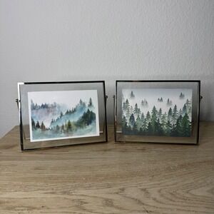 Drexel Heritage Floating Glass Picture Frames Set of 2 Silver Forest Art 5x7